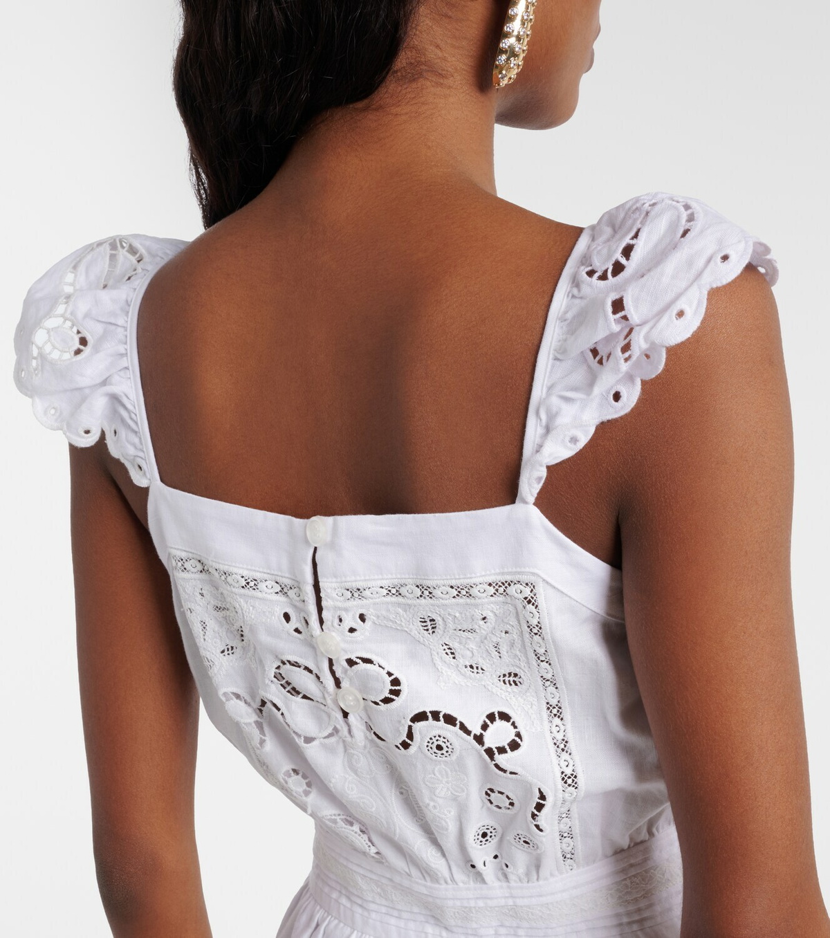 Self-Portrait Embroidered linen and cotton organza romper