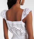 Self-Portrait Embroidered linen and cotton organza romper