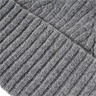 Drake's Men's Ribbed Knit Beanie in Grey Donegal