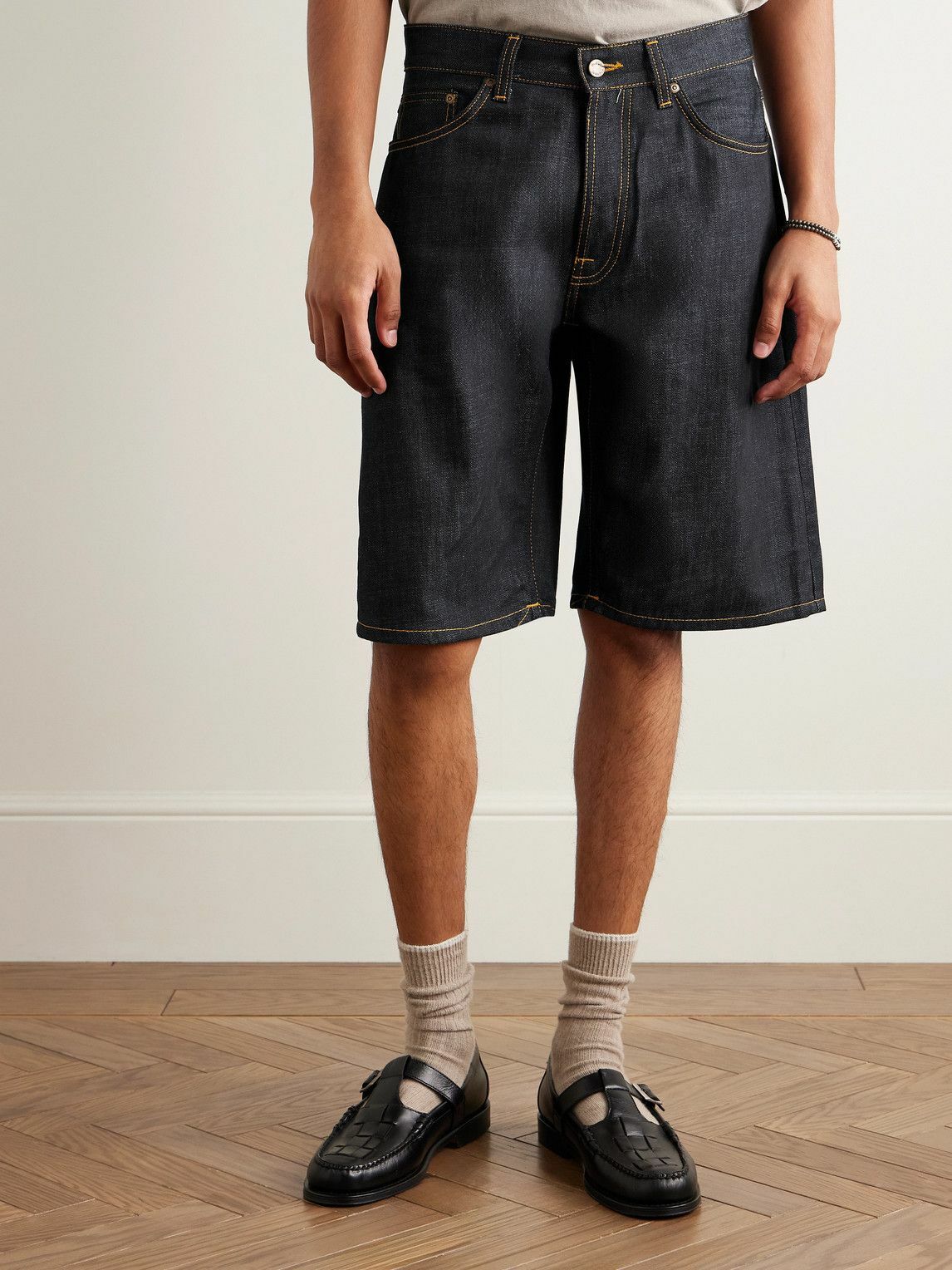 Nudie Jeans - Zeb Wide-Leg Organic Denim Shorts - Blue