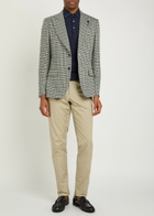 Lardini Houndstooth Cotton and Flax-blend Blazer Grey