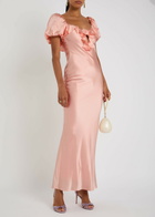 DE LA Vali Eden Ruffled Stretch-satin Maxi Dress Light Pink