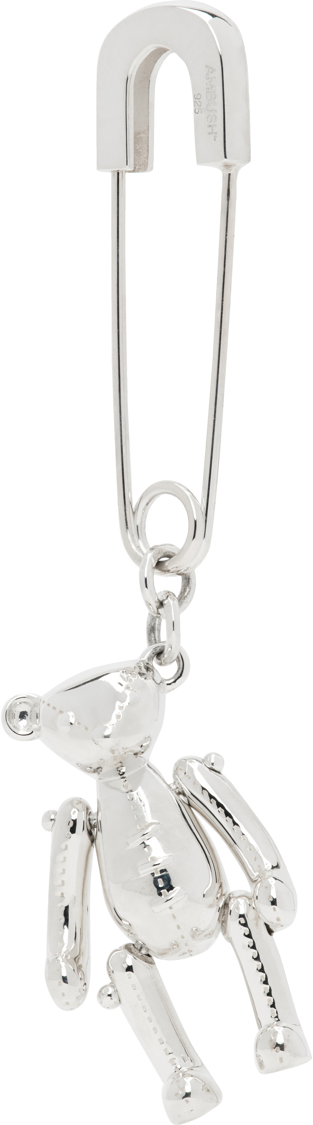 AMBUSH Silver Teddy Bear Charm Single Earring