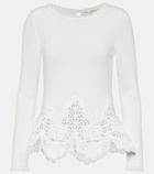 Oscar de la Renta Lace-trimmed cotton sweater