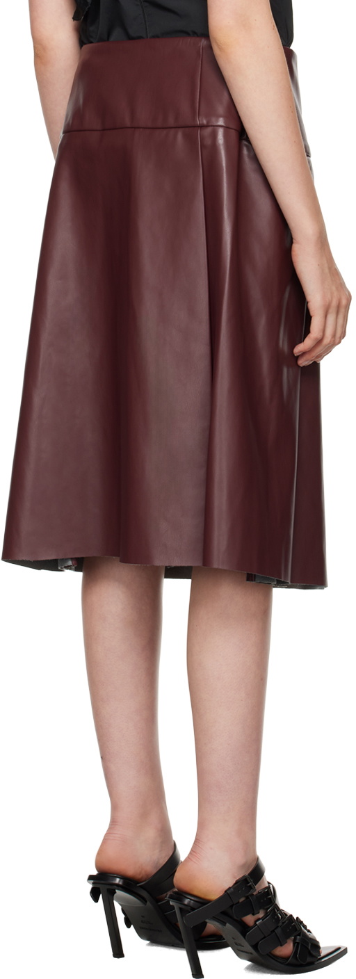Renaissance Renaissance Burgundy Linda Faux-Leather Midi Skirt