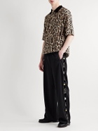 Wacko Maria - Leopard-Jacquard Cotton-Blend Polo Shirt - Neutrals