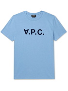 A.P.C. - VPC Logo-Flocked Cotton-Jersey T-Shirt - Blue