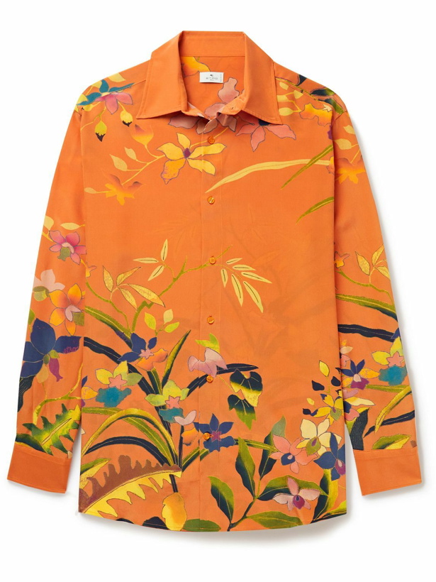 Photo: Etro - Printed Silk Shirt - Orange