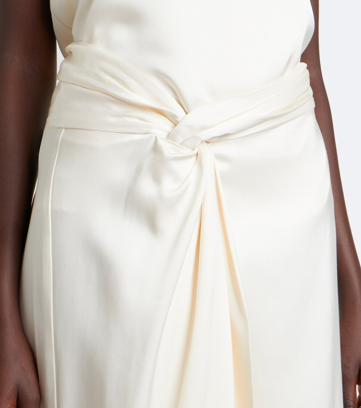 Róhe Gathered satin midi skirt