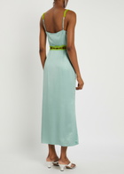 Never Fully Dressed Mimi Lace-trim Satin Midi Dress Blue