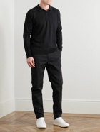 John Smedley - Slim-Fit Ribbed Merino Wool Polo Shirt - Black