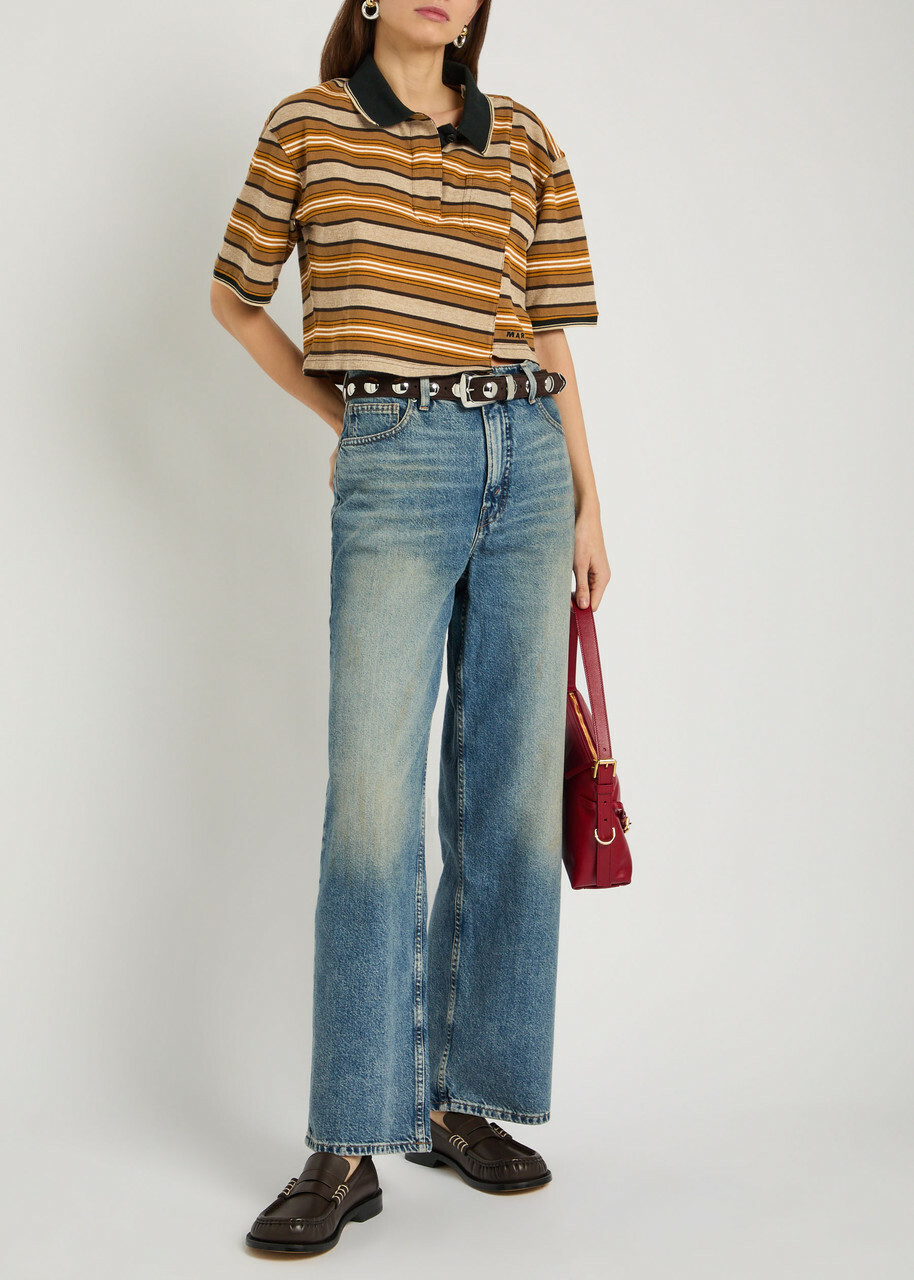 Isabel Marant étoile Isalyne Asymmetric Striped Cotton Polo top Multicoloured