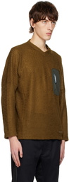 and wander Khaki V-Neck Sweatshirt