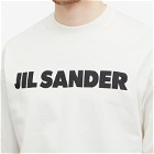 Jil Sander Men's Long Sleeve Logo T-Shirt in Porcelain