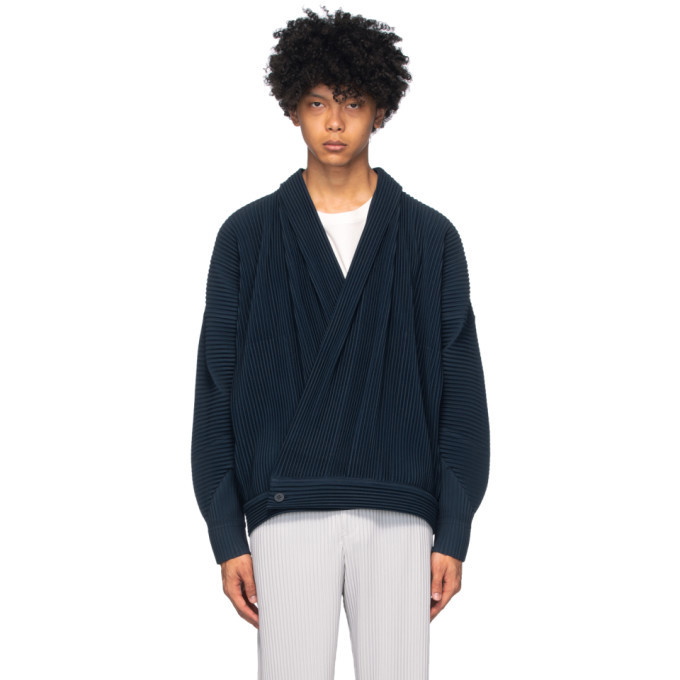 Photo: Homme Plisse Issey Miyake Blue Pleated Kimono Cardigan