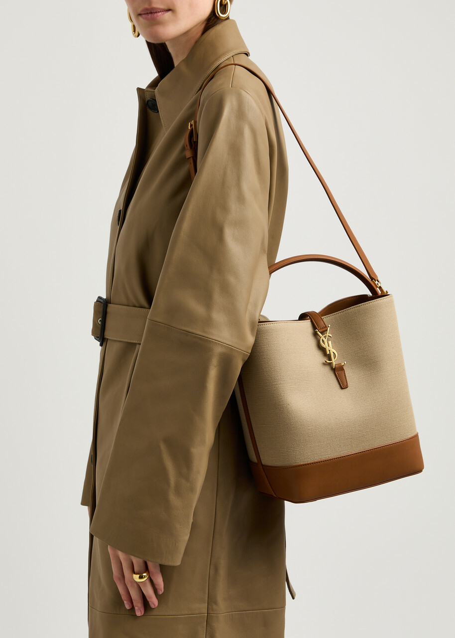 ハンドバッグ Saint Laurent Canvas And Leather Le 37 Satch Saint Laurent Le 37 Canvas Bucket bag - Natural - One Size