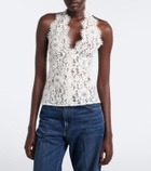 Stella McCartney Halterneck cotton-blend lace top