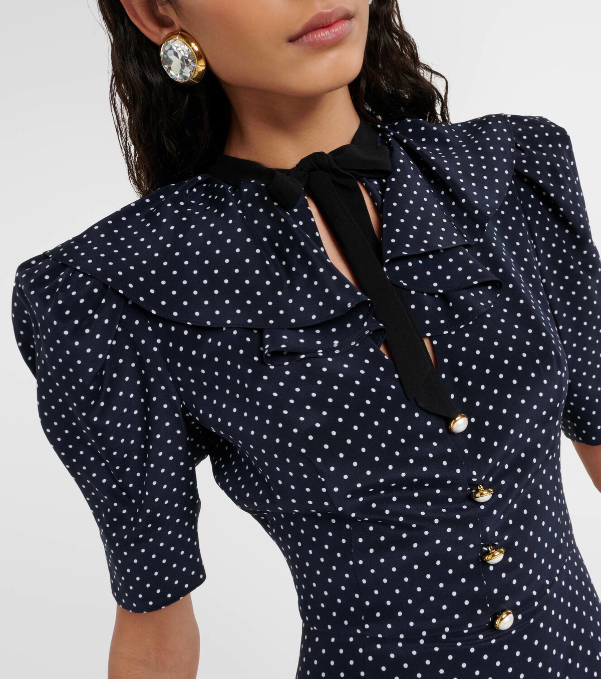 Alessandra Rich Polka-dot puff-sleeve silk maxi dress Alessandra Rich