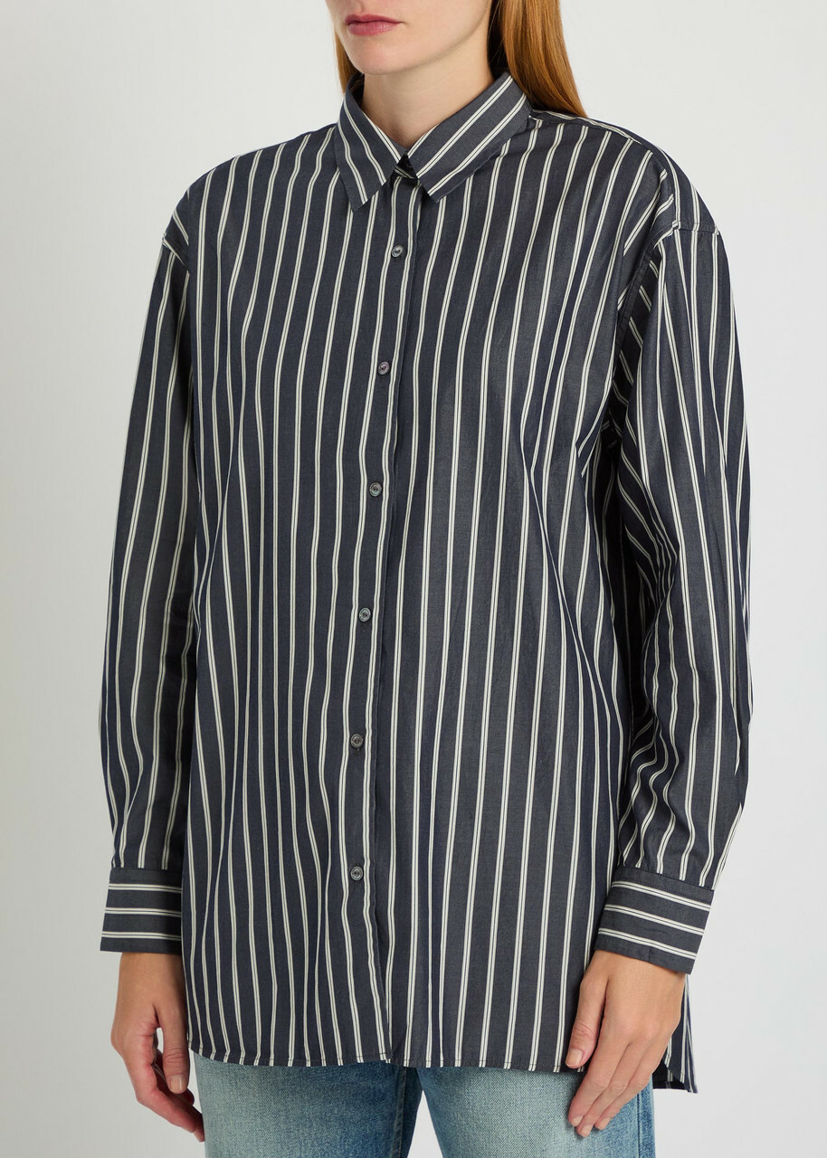 Nili Lotan Yorke Striped Cotton-poplin Shirt Grey