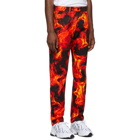 MSGM Black and Red Flame Print Jeans