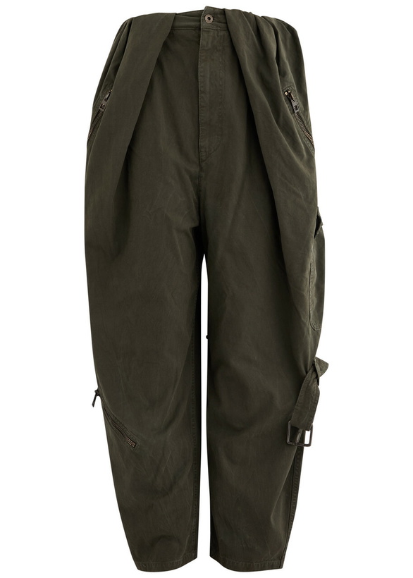 Photo: Loewe Womens Balloon Cotton Olive Cargo Trousers UK8/S
