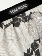TOM FORD - Floral-Print Velvet-Trimmed Stretch-Silk Satin Boxer Shorts - White