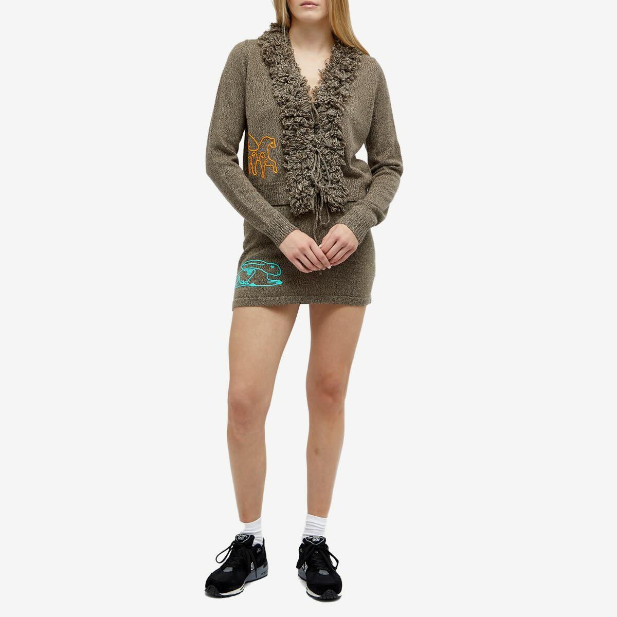 Brain Dead Women's Marled Embroidered Cardigan in Clay