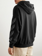 Off-White - Oversized Logo-Embroidered Cotton-Jersey Hoodie - Black