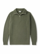 Ghiaia Cashmere - Ribbed Wool Half-Zip Sweater - Green