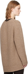 LESET Beige Emma Deep V Sweater