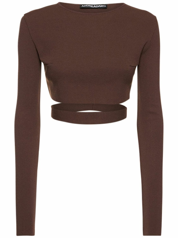 Photo: ANDREADAMO - Stretch Knit Crop Top W/ Cutout Belt