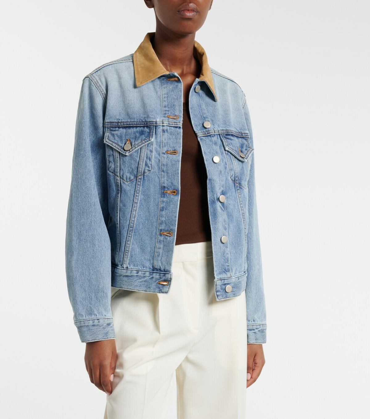 Róhe Suede-trimmed denim jacket