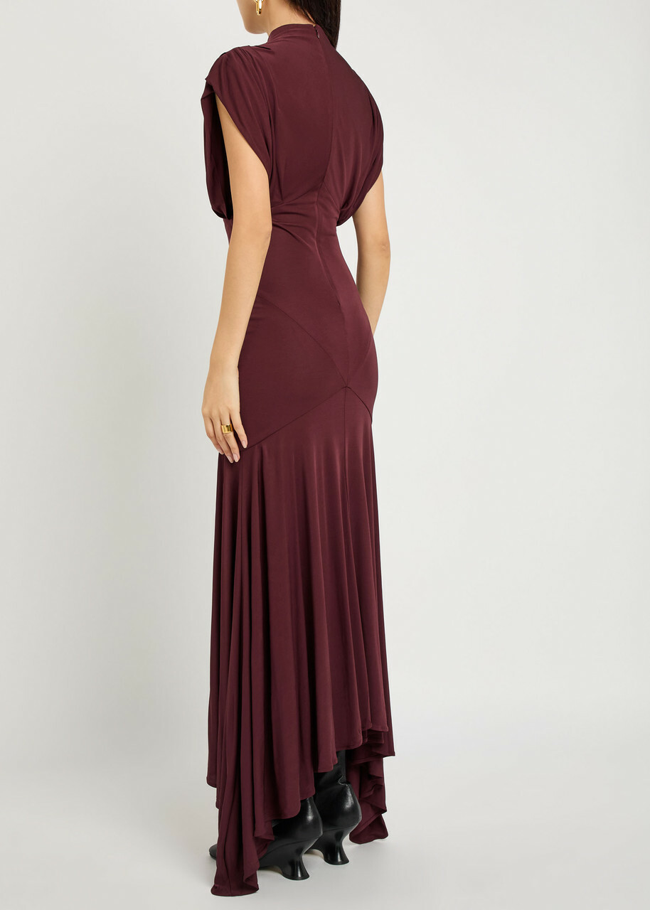 DE LA Vali Vasudha Rayon Midi Dress Burgundy