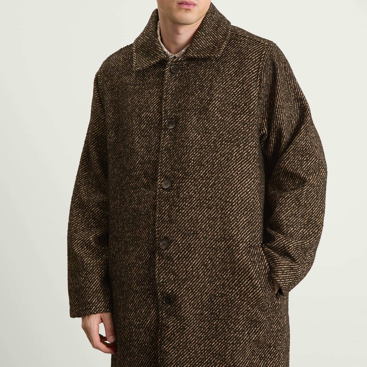 Percival Men's Nevada Minnesota Wool Overcoat in Oak
