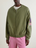 Cherry Los Angeles - Logo-Embroidered Cotton-Jersey Zip-Up Sweatshirt - Green