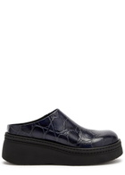 Miista Kristi Crocodile-effect Leather Mules Navy