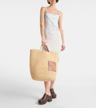 Loewe Large leather-trimmed raffia tote bag