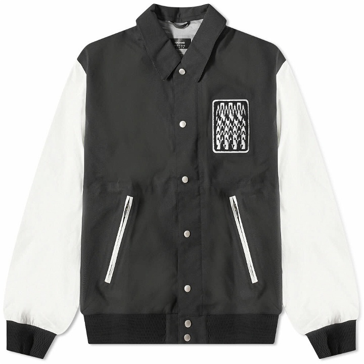 Photo: Acronym Men's Patch Logo Varsity Jacket in Black/White