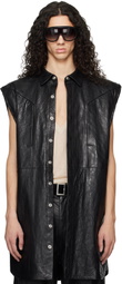 Rick Owens Black Temple Jumbo Outshirt Leather Vest