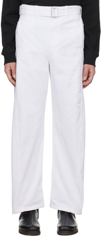 Photo: Lemaire White Twisted Belted Trousers