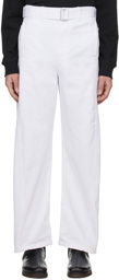 Lemaire White Twisted Belted Trousers
