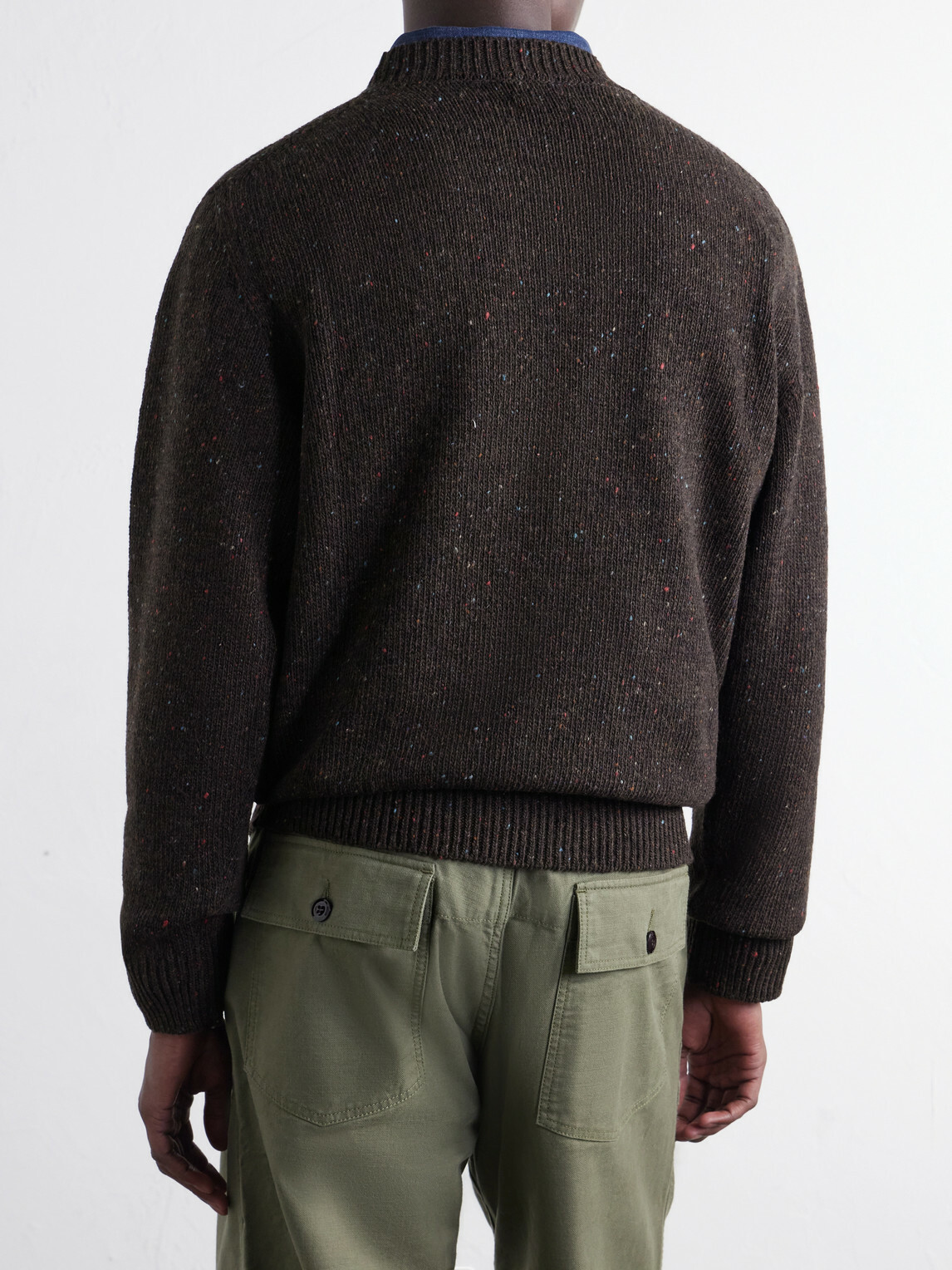 Drake's - Donegal Mélange Wool, Cashmere and Silk-Blend Sweater - Brown