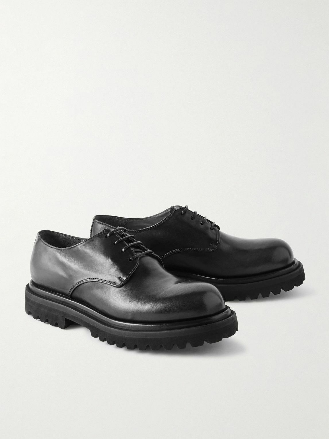 Officine Creative Black Leather Oxfords with Tan Sole Men main image 2