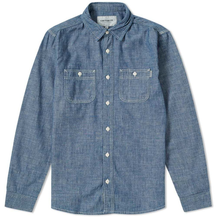 Photo: Carhartt Clink Shirt Blue Rinsed Chambray