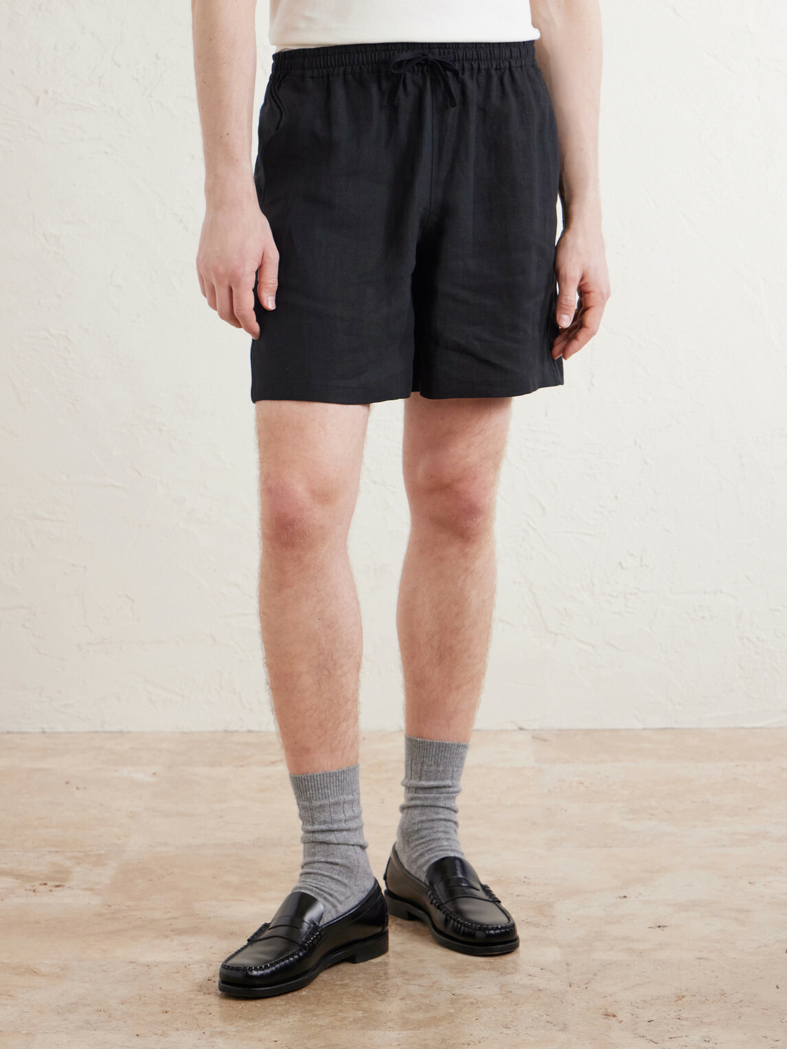 Aimé Leon Dore - Straight-Leg Linen Drawstring Shorts - Black