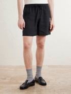 Aimé Leon Dore - Straight-Leg Linen Drawstring Shorts - Black