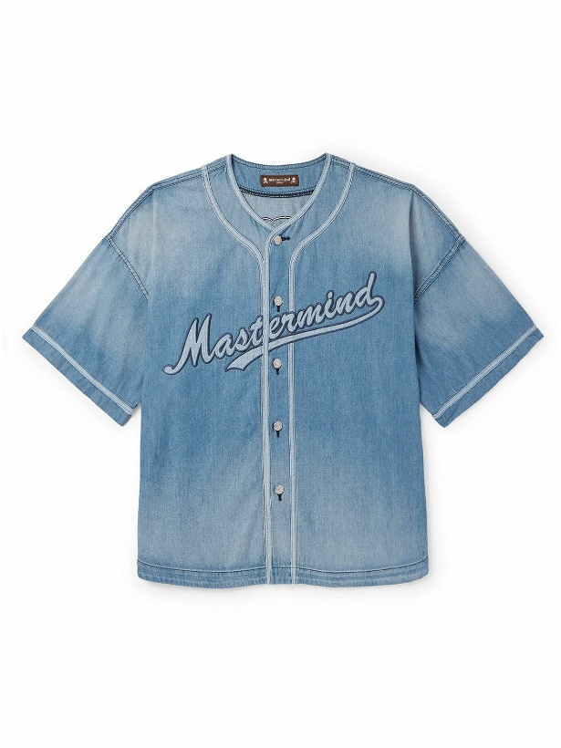 Photo: Mastermind World - Logo-Appliquéd Denim Shirt - Blue