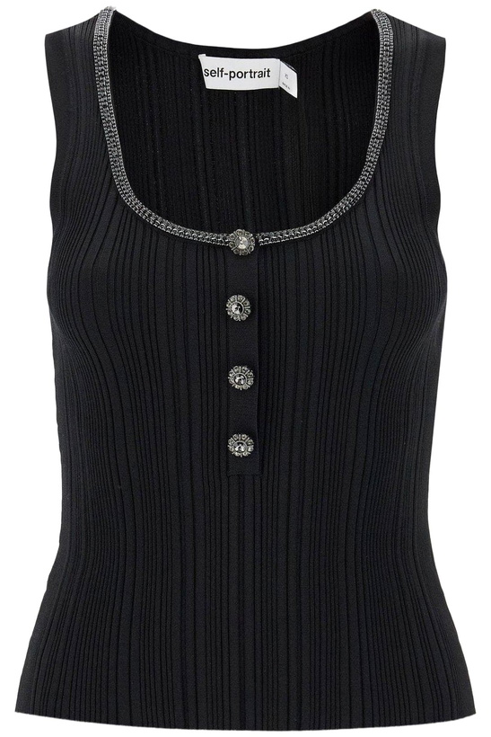 Photo: self-portrait Embellished Ribbed Tank Top