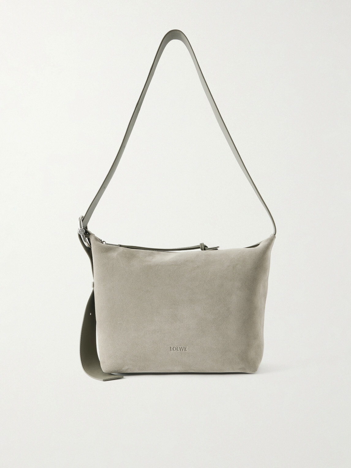 LOEWE - Loop Medium Logo-Debossed Suede Messenger Bag