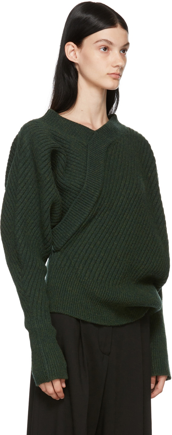 LVIR Green Wool Unbalance Sweater LVIR